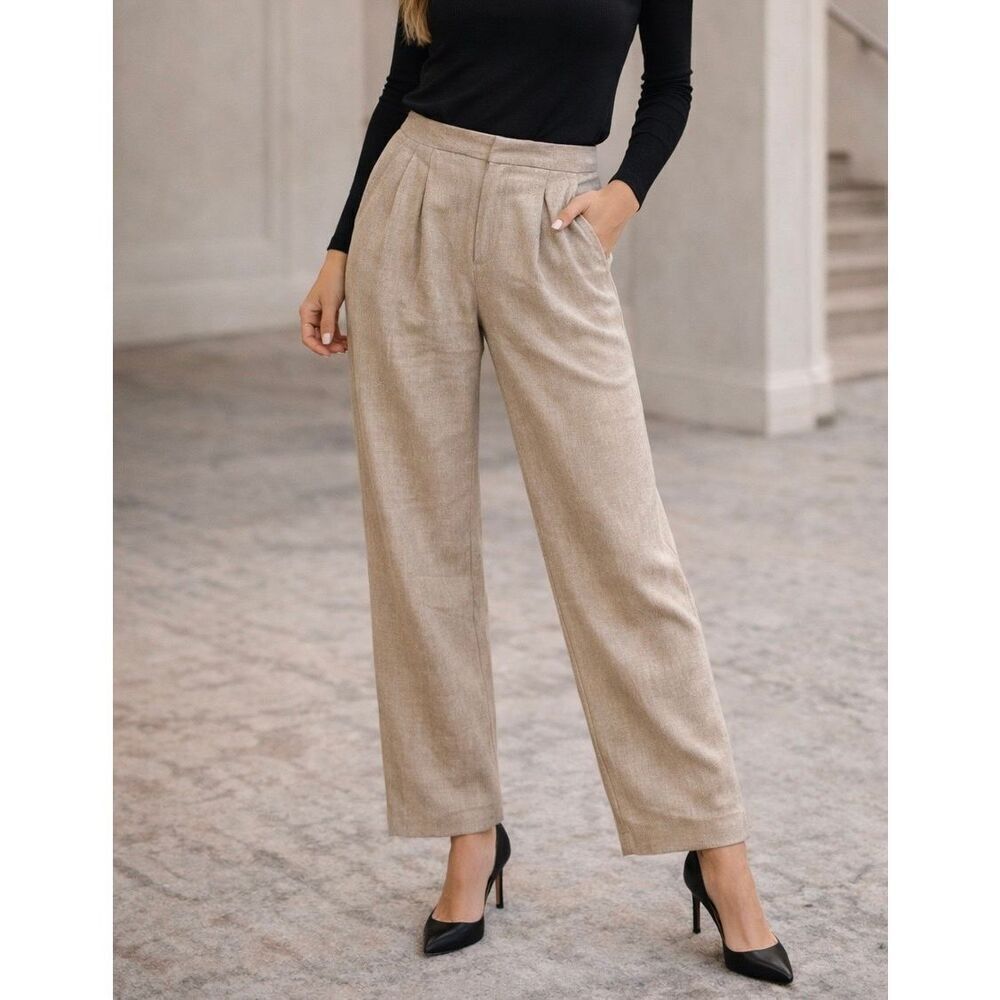 Magaschoni Collection Tan Wool blend trouser pant size 6